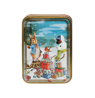PETER RABBIT CHRISTMAS SMALL RECTANGLE TIN