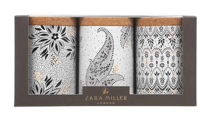 ARTISANNE NOIR CORK LID CADDY SET OF 3 TINS