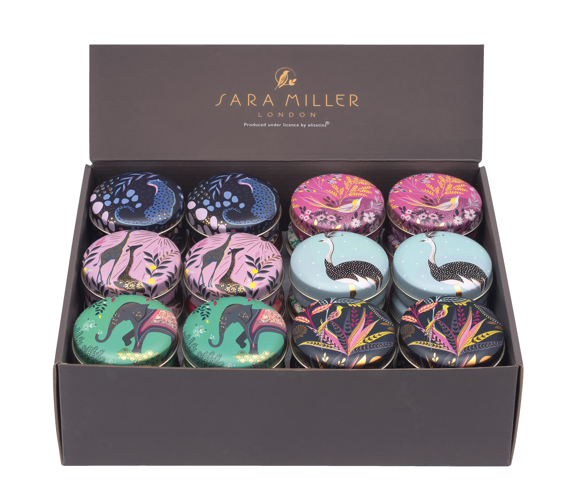 SARA MILLER MINI ROUND TINS 6 ASSORTED DESIGNS