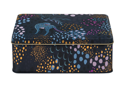 SARA MILLER MIDNIGHT LEOPARD BISCUIT TIN