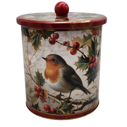 ROBIN BISCUIT BARREL TIN