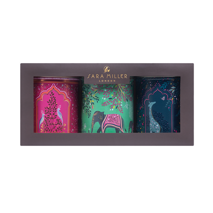 SARA MILLER INDIA ROUND CANISTER SET OF 3 TINS
