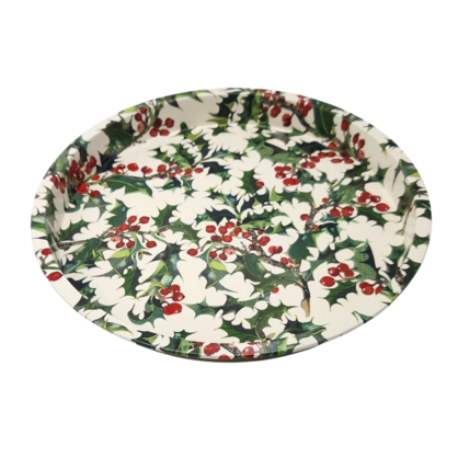 EMMA BRIDGEWATER HOLLY ROUND TIN TRAY