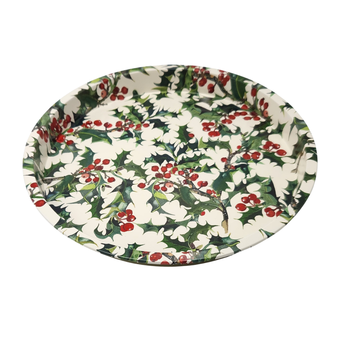 EMMA BRIDGEWATER HOLLY ROUND TIN TRAY