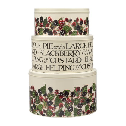 EMMA BRIDGEWATER BLACKBERRIES LARGE ROUND SET OF 3 CAKE TINS