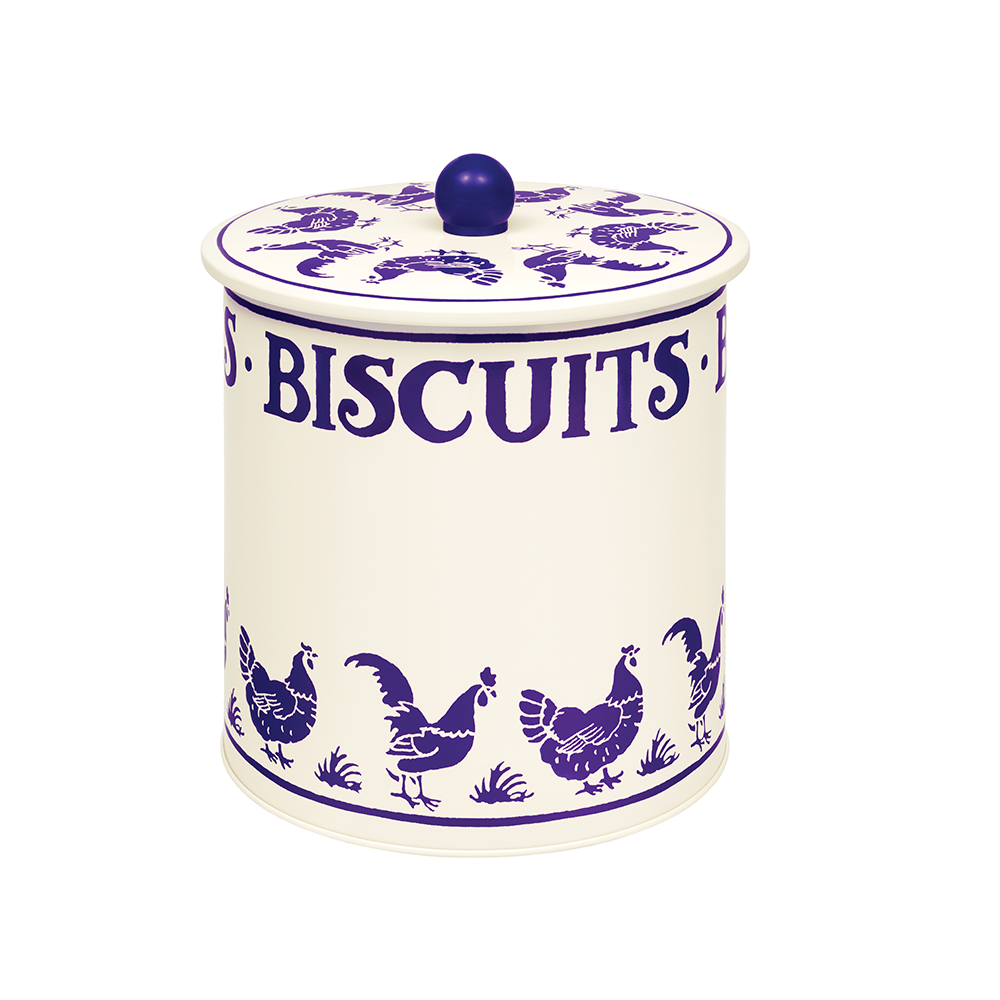 EMMA BRIDGEWATER BLUE HEN BISCUIT BARREL TIN
