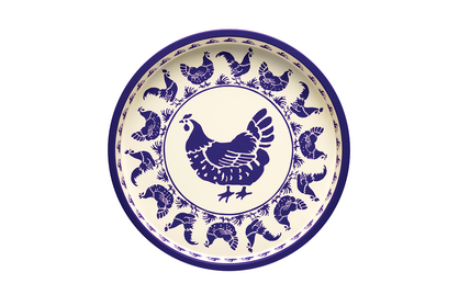 EMMA BRIDGEWATER BLUE HENLARGE ROUND TIN TRAY