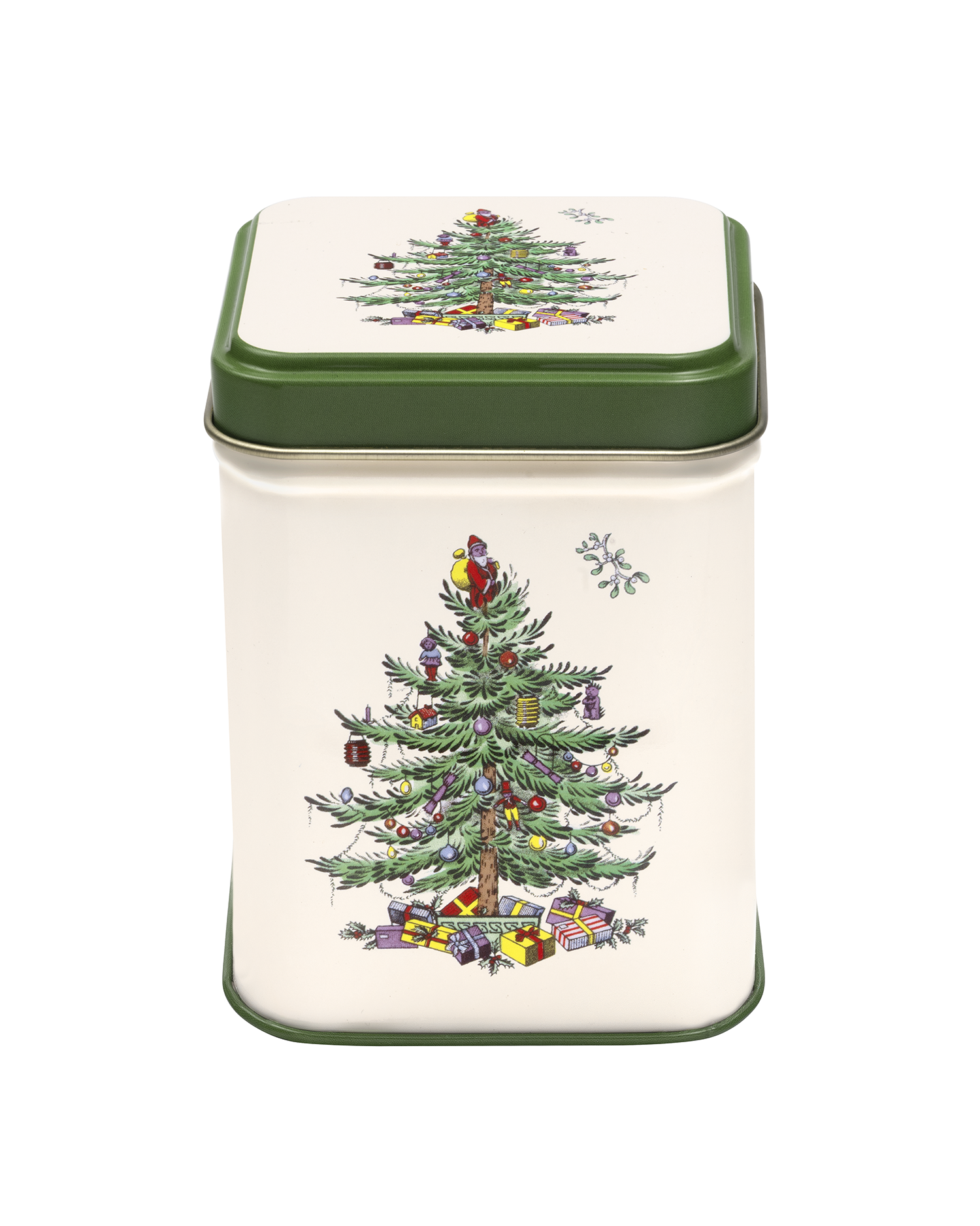 SPODE CHRISTMAS TREE 100G SQUARE TIN