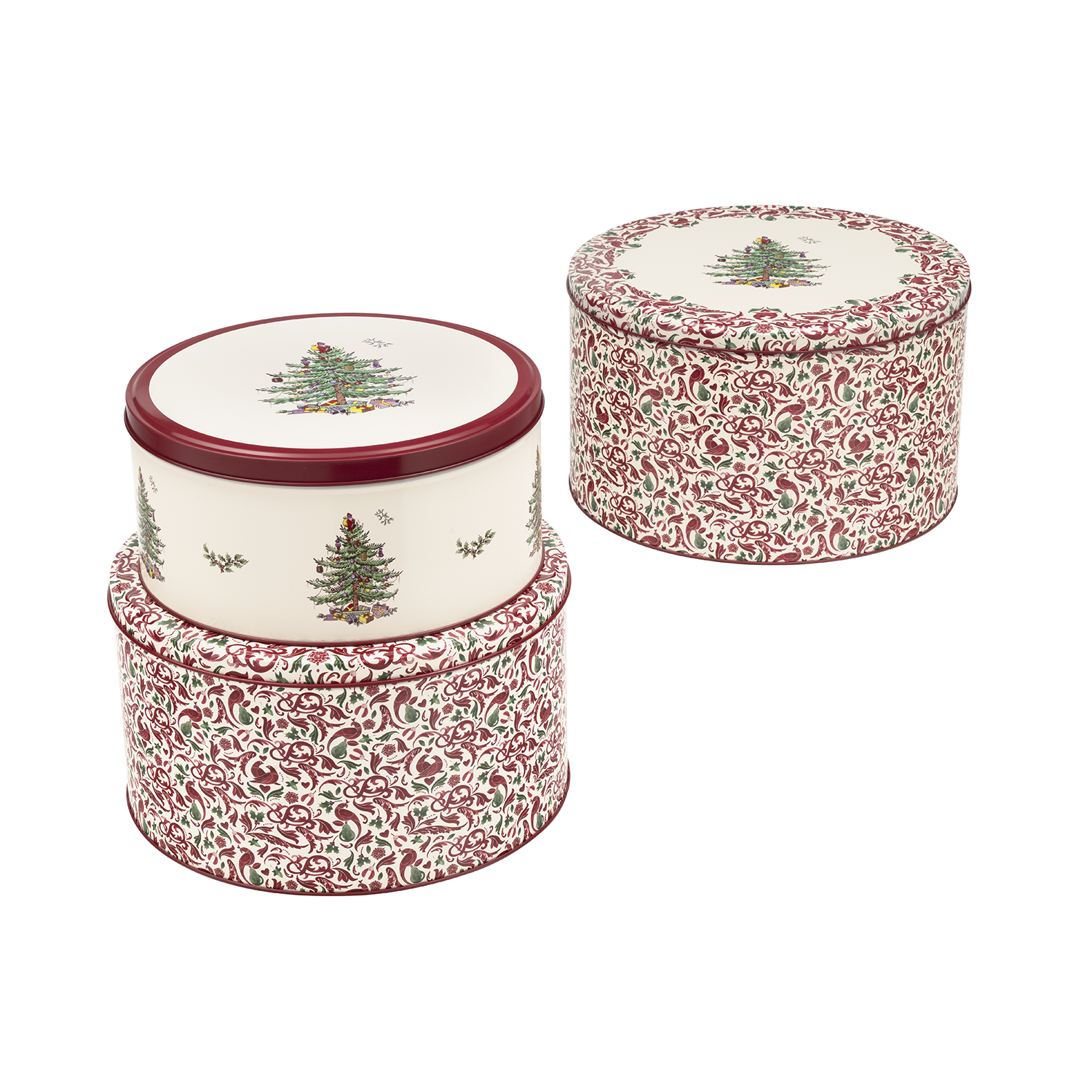 SPODE CHRISTMAS TREE LARGE ROUND SET OF 3 CAKE TINS