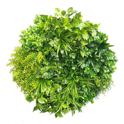 Artificial Green Wall Disc Art 80cm Mixed Aloe Vera (Fresh White)
