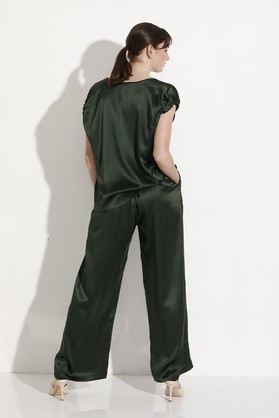 Wave Silk Satin Top in Eucalypt
