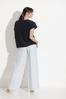 Opera Silk CDC Boxy Tee in Blue Poles