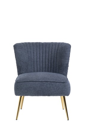Deep Blue Linen Slipper Accent Chair Lounge Chair Linen Fabric Metal Frame