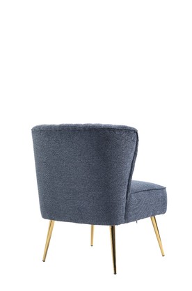 Deep Blue Linen Slipper Accent Chair Lounge Chair Linen Fabric Metal Frame