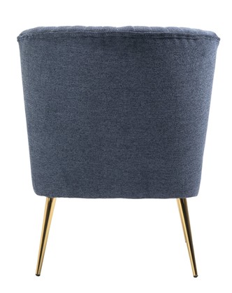 Deep Blue Linen Slipper Accent Chair Lounge Chair Linen Fabric Metal Frame