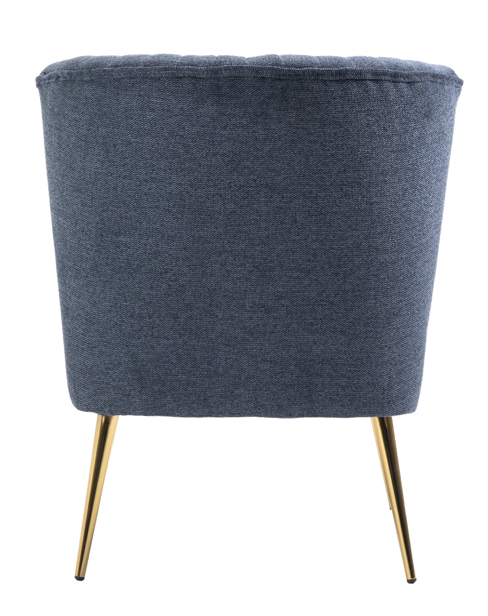 Deep Blue Linen Slipper Accent Chair Lounge Chair Linen Fabric Metal Frame
