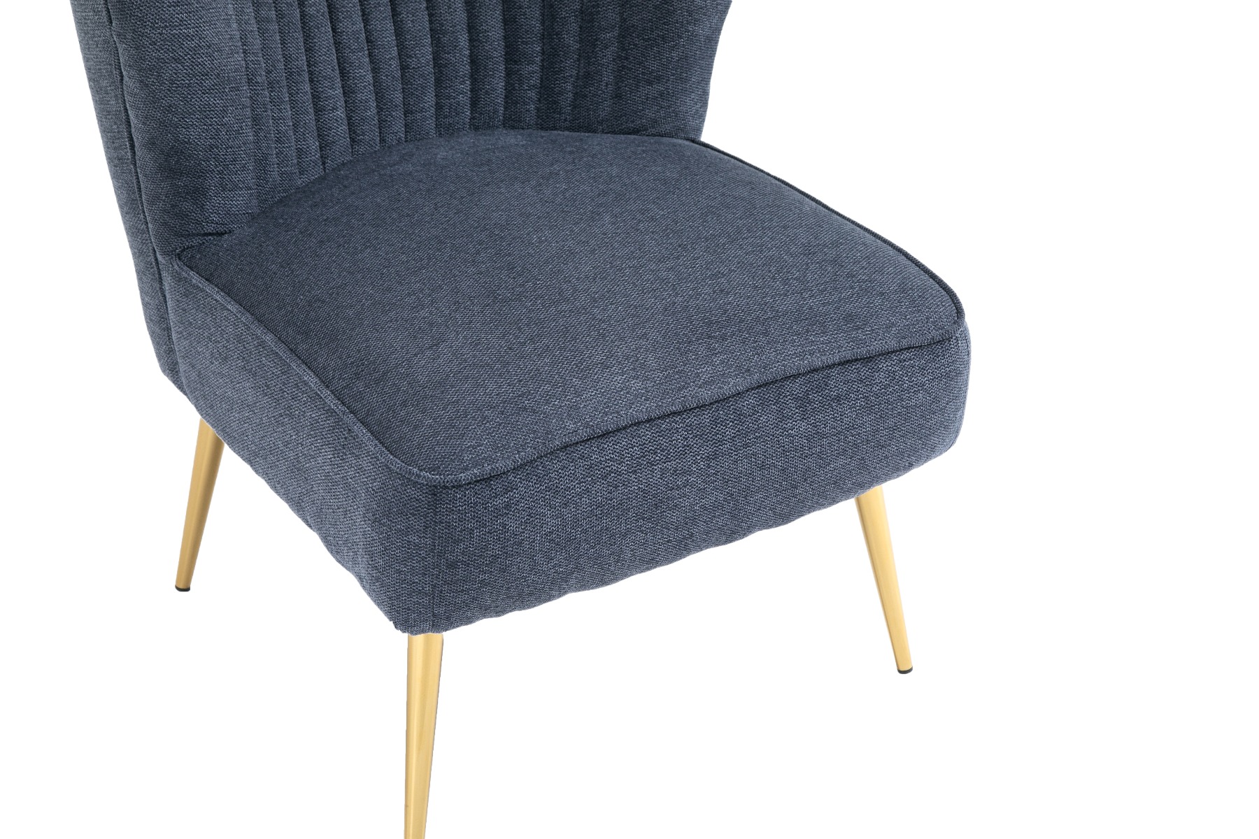 Deep Blue Linen Slipper Accent Chair Lounge Chair Linen Fabric Metal Frame