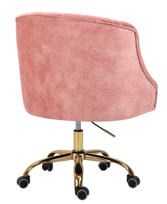 Velvet Upholstered Tufted Office Chair Gold Base-Pink