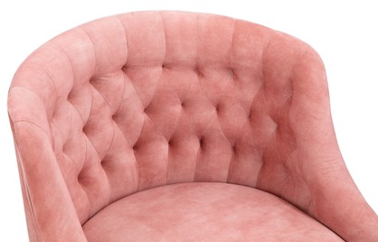 Velvet Upholstered Tufted Office Chair Gold Base-Pink