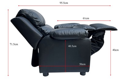 Kids Recliner PU Leather Sofa Children Lounge Chair Couch Armchair Black