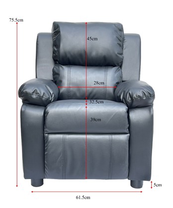 Kids Recliner PU Leather Sofa Children Lounge Chair Couch Armchair Black
