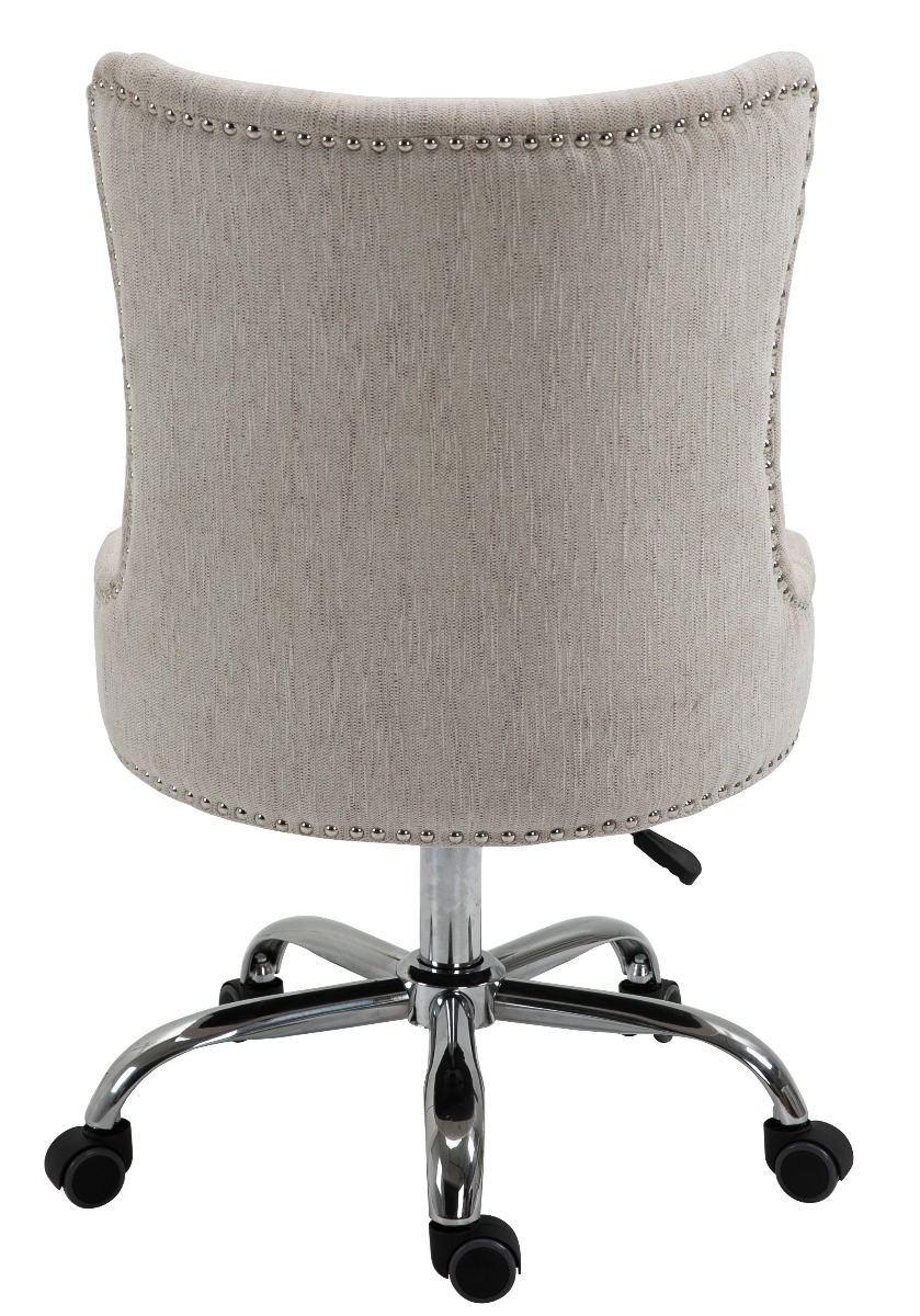 Linen Fabric Upholstered Tufted Home Office Chair with Studs-Beige