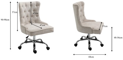 Linen Fabric Upholstered Tufted Home Office Chair with Studs-Beige