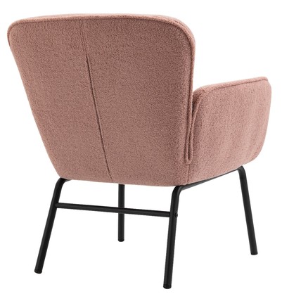 Pink Boucle Armchair Lounge Chair Accent Retro Armchairs