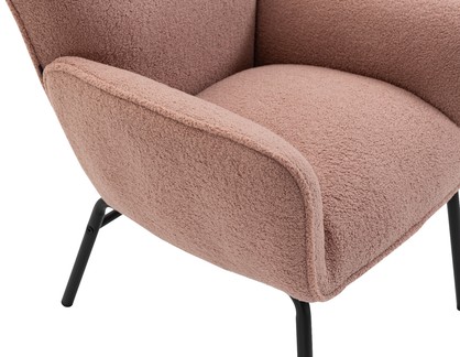 Pink Boucle Armchair Lounge Chair Accent Retro Armchairs