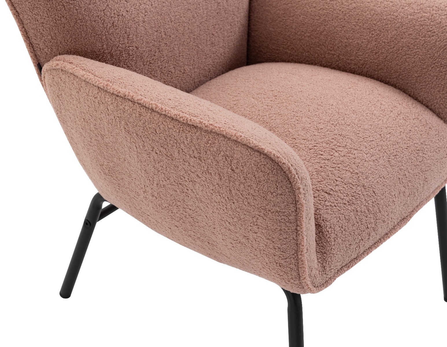 Pink Boucle Armchair Lounge Chair Accent Retro Armchairs