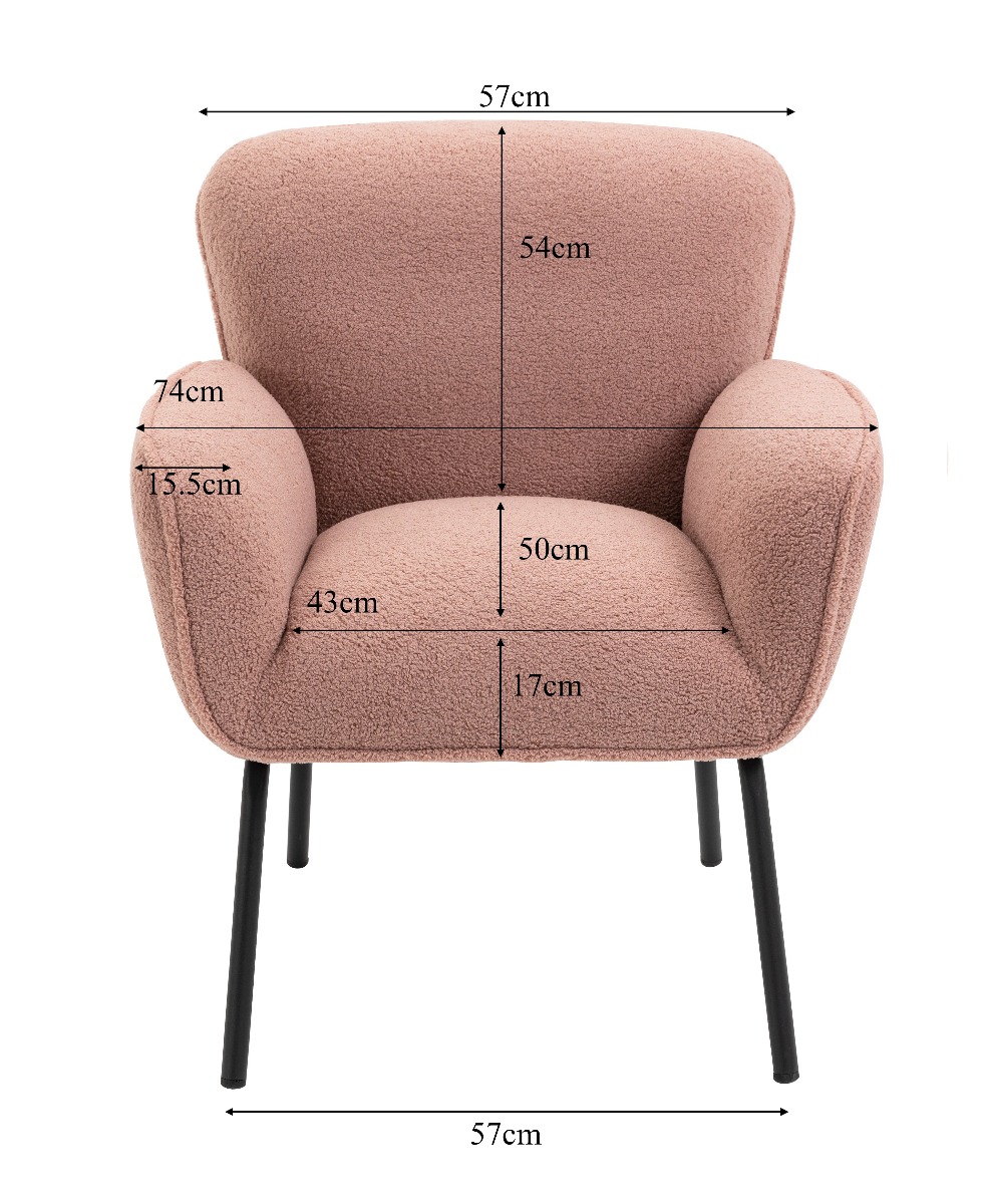 Pink Boucle Armchair Lounge Chair Accent Retro Armchairs