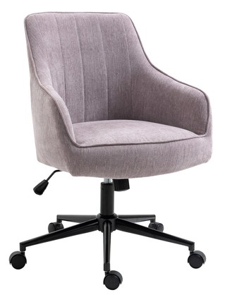 Mauve Purple Lined Linen Fabric Upholstered Office Chair Home Office Chair