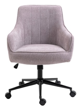 Mauve Purple Lined Linen Fabric Upholstered Office Chair Home Office Chair