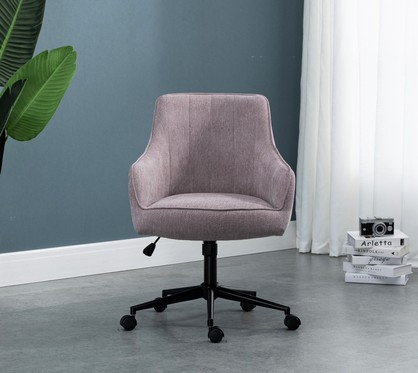 Mauve Purple Lined Linen Fabric Upholstered Office Chair Home Office Chair