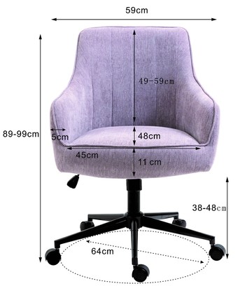 Mauve Purple Lined Linen Fabric Upholstered Office Chair Home Office Chair