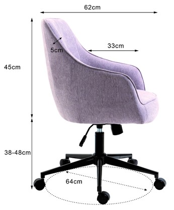 Mauve Purple Lined Linen Fabric Upholstered Office Chair Home Office Chair