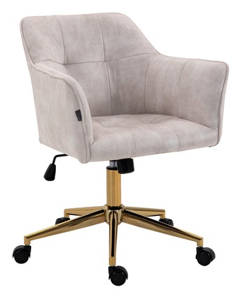 Beige Striped Velvet Fabric Upholstered Office Chair Home Office Chair