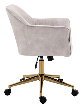 Beige Striped Velvet Fabric Upholstered Office Chair Home Office Chair