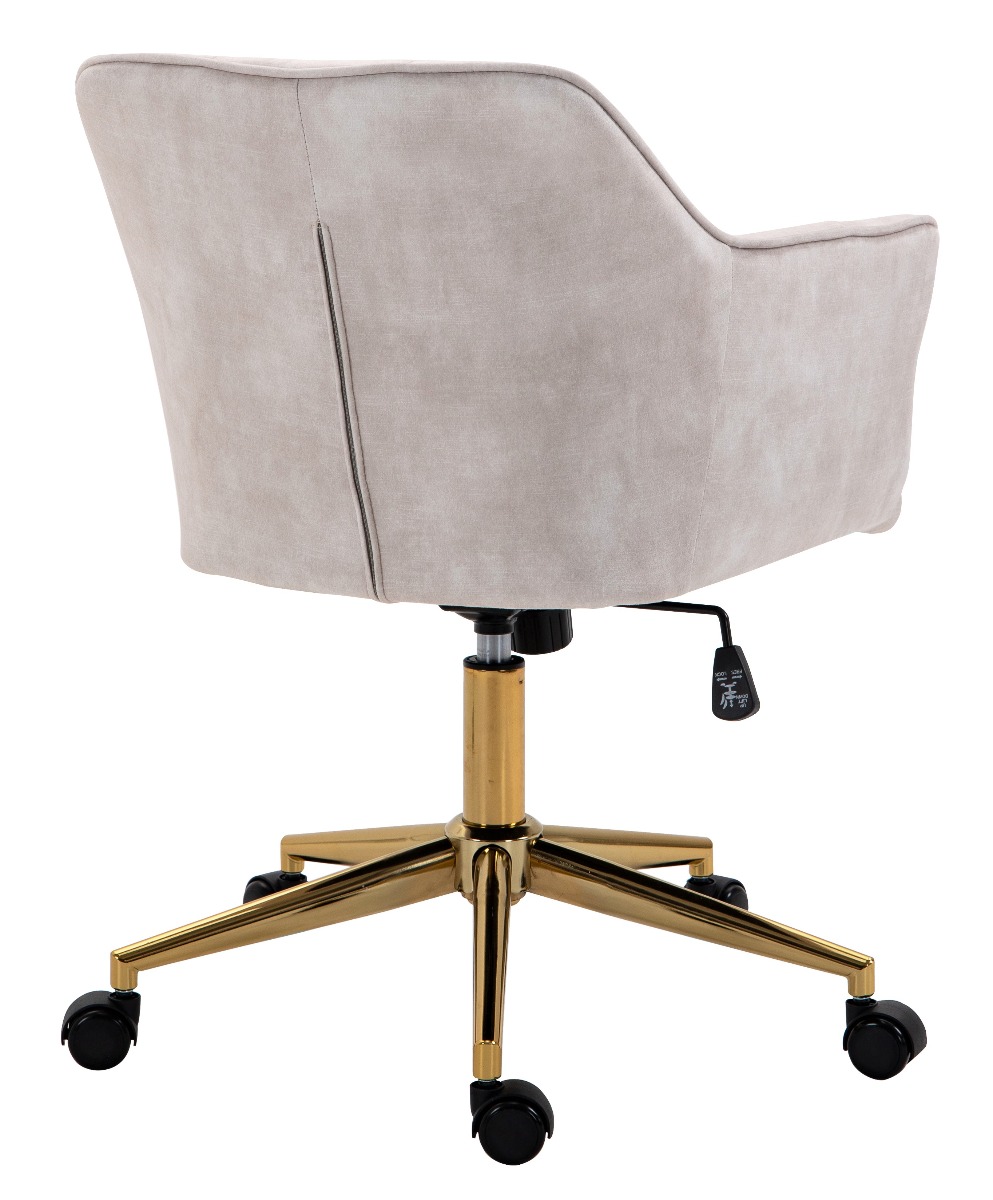 Beige Striped Velvet Fabric Upholstered Office Chair Home Office Chair
