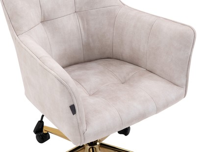 Beige Striped Velvet Fabric Upholstered Office Chair Home Office Chair