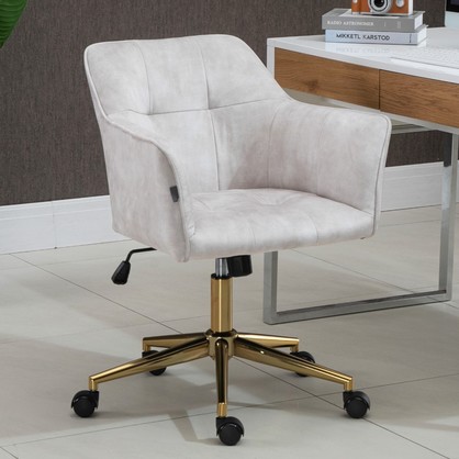 Beige Striped Velvet Fabric Upholstered Office Chair Home Office Chair