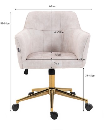 Beige Striped Velvet Fabric Upholstered Office Chair Home Office Chair