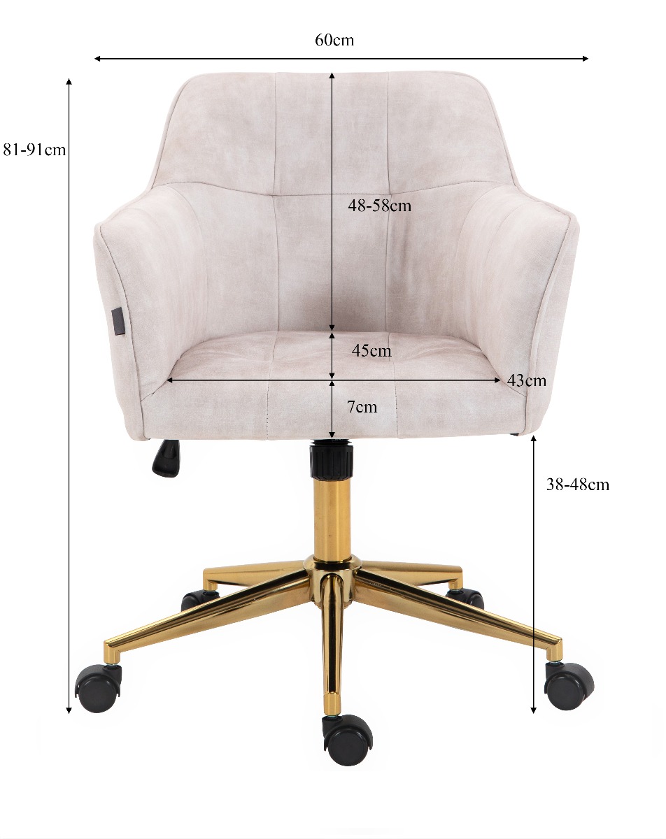 Beige Striped Velvet Fabric Upholstered Office Chair Home Office Chair