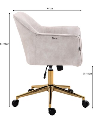 Beige Striped Velvet Fabric Upholstered Office Chair Home Office Chair