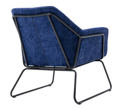 Navy Blue Linen Armchair Lounge Chair Accent Retro Armchair Sled Base