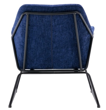 Navy Blue Linen Armchair Lounge Chair Accent Retro Armchair Sled Base