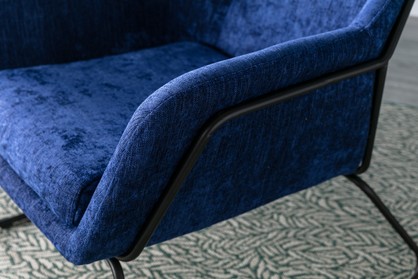 Navy Blue Linen Armchair Lounge Chair Accent Retro Armchair Sled Base