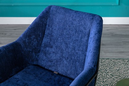 Navy Blue Linen Armchair Lounge Chair Accent Retro Armchair Sled Base