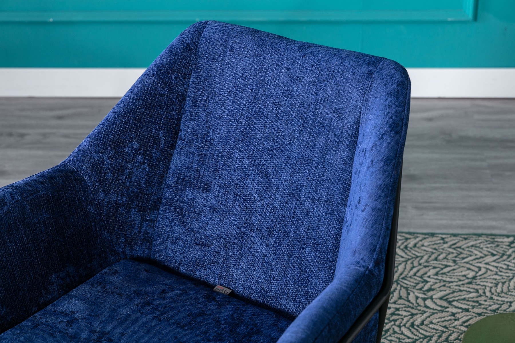Navy Blue Linen Armchair Lounge Chair Accent Retro Armchair Sled Base