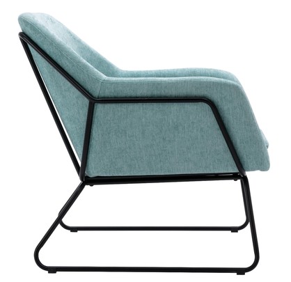 Blue Linen Armchair Lounge Chair Accent Retro Armchair Sled Base